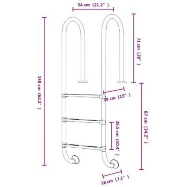 Basseiniredel, 54 x 38 x 158 cm, 304 roostevaba teras - Image 7