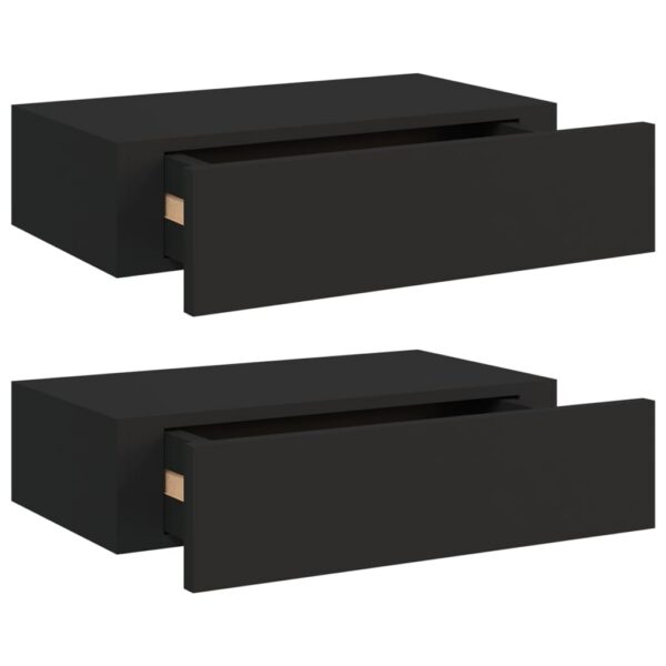 Sahtliga seinariiulid, 2 tk, must, MDF