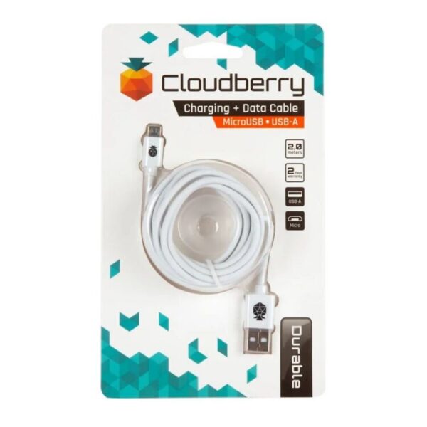 Laadimis- ja andmekaabel, USB-A - MicroUSB ,valge, 2 m