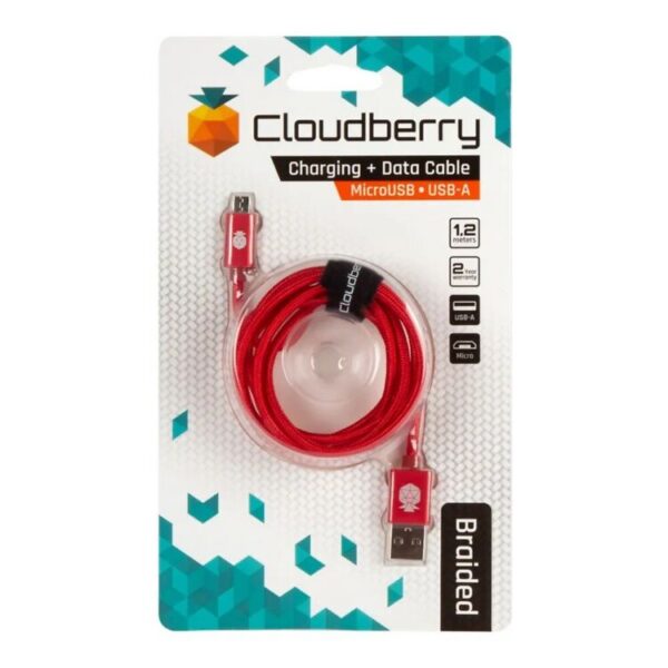 Laadimis / andmekaabel, USB-A - MicroUSB,punane nailon 1,2