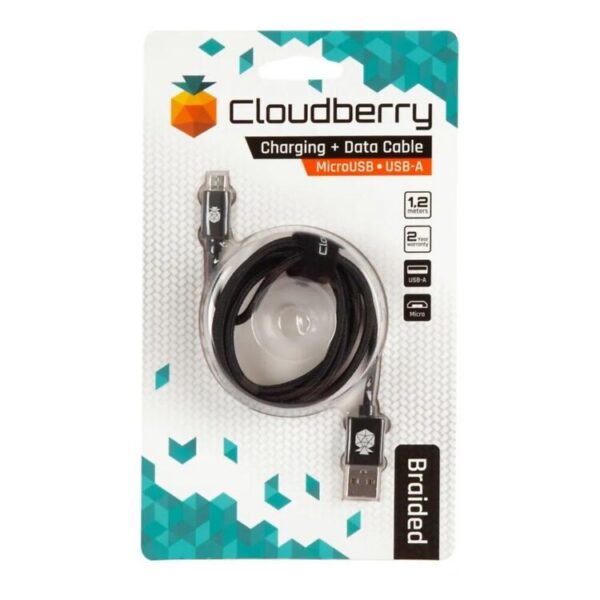 Laadimis / andmekaabel, USB-A - MicroUSB,must nailon 1,2