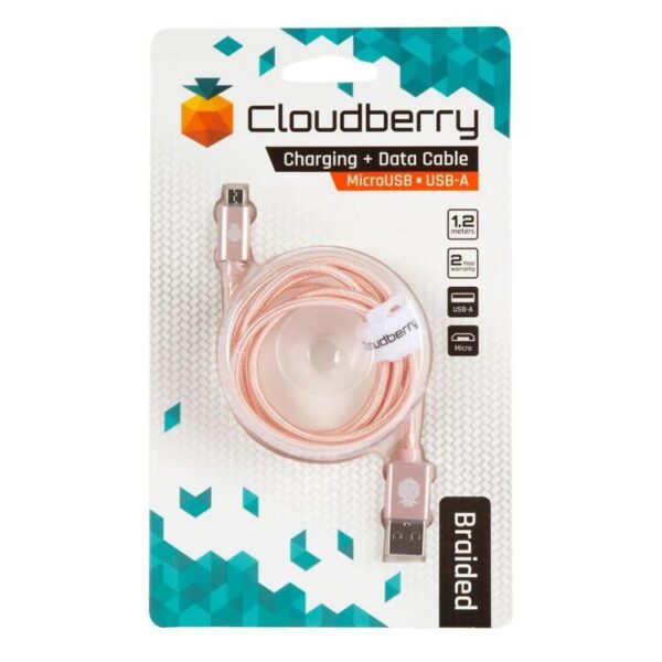 Laadimis / andmekaabel, USB-A - MicroUSB,roosa nailon 1,2
