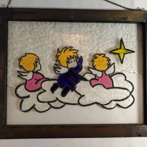 Puitraamis vitraaz-klaaspilt- seinakaunistus vms,Inglid (Y)