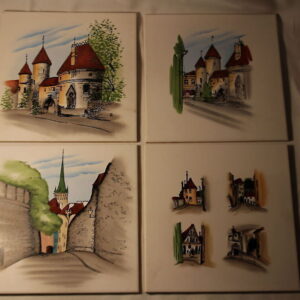 Tallinna vaated, käsimaal,20x20cm, 4tk (Y)