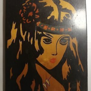 Puidust seinakaunistus-pilt,​naine 35x27cm (Y)