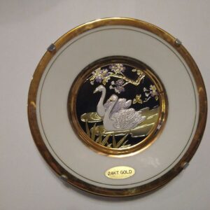 Portselanist seinataldrik,24 kt gold, Chokin, linnud (Y)