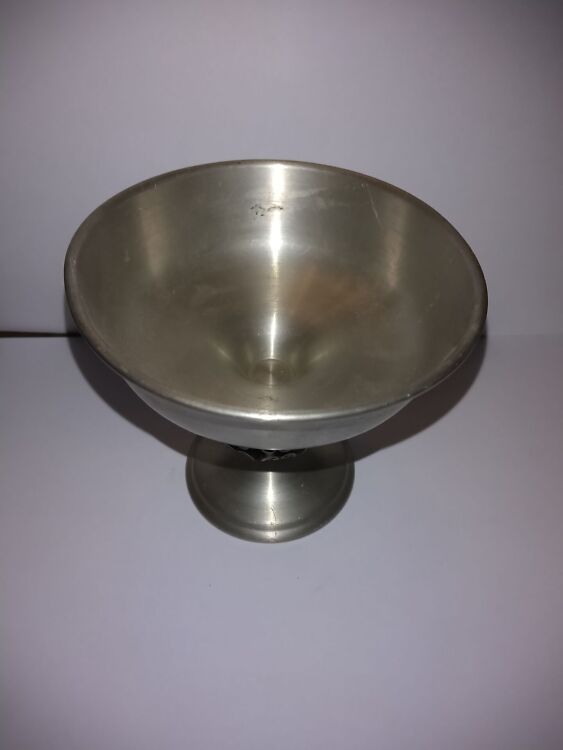 Vintage tinasulamist jalaga kauss / kompotialus, Ø 11,5 cm - Pilt 3