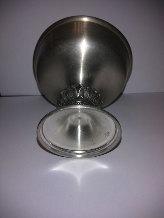 Vintage tinasulamist jalaga kauss / kompotialus, Ø 11,5 cm - Pilt 5