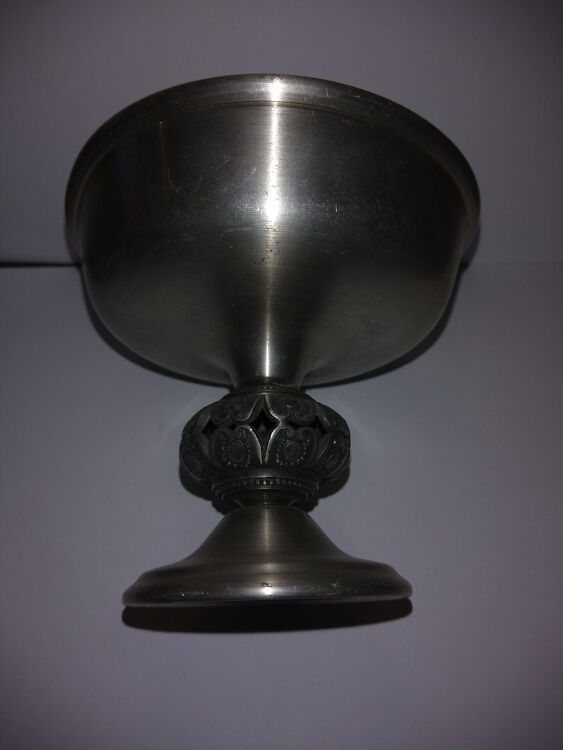 Vintage tinasulamist jalaga kauss / kompotialus, Ø 11,5 cm - Pilt 6