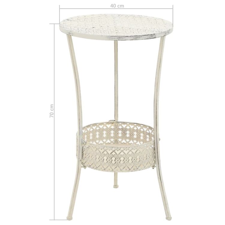 Vanaaegses stiilis bistroolaud, metall 40 x 70 cm, valge - Image 7