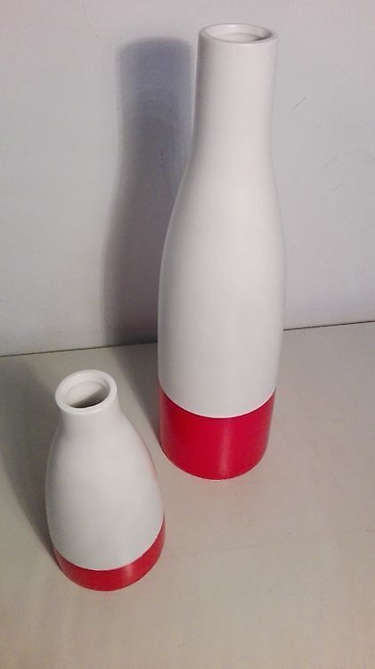 Retrostiilis valge-punased vaasid, 2 tk - Image 2