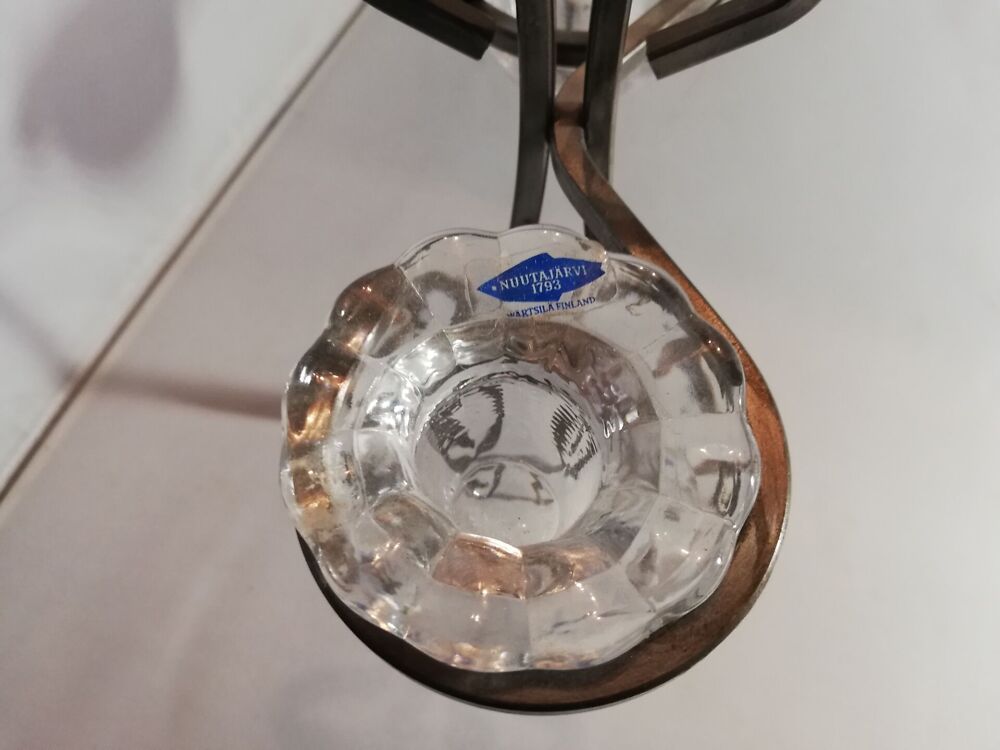 Nuutajärvi 4-ne küünlaalus,metall ja klaas (Y) - Image 6