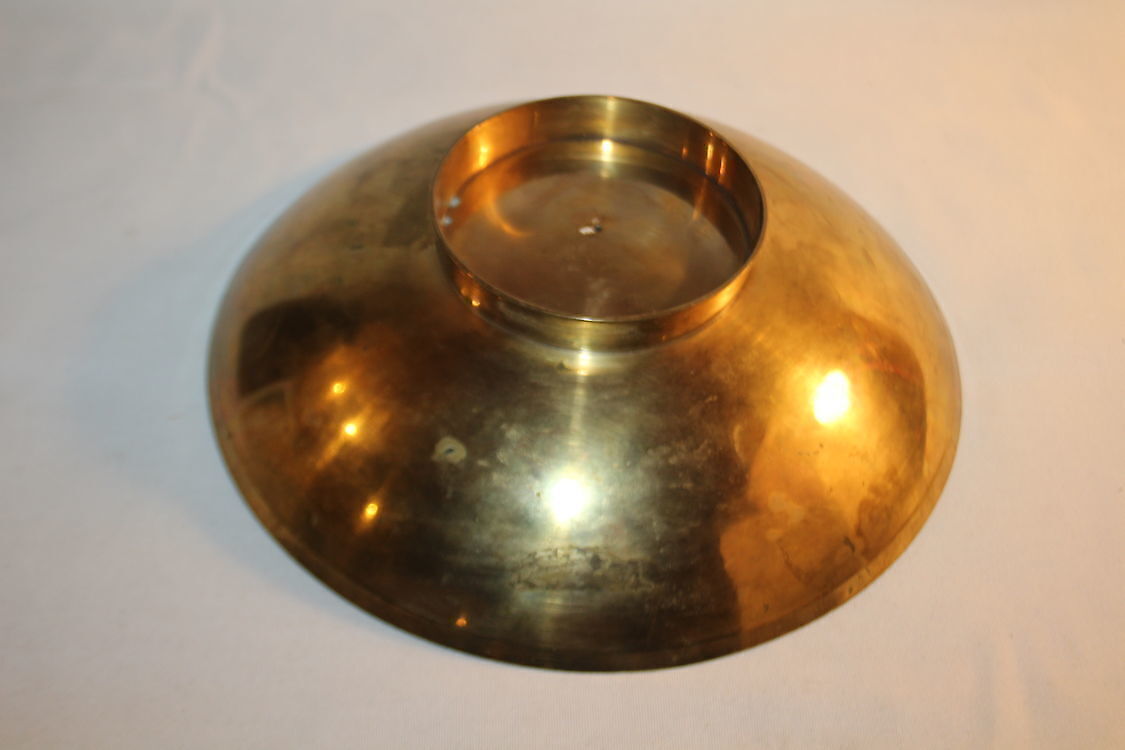 Vintage dekoratiivne messingkauss lillemotiiviga, Ø 23 cm - Pilt 4