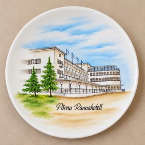 Portselanist seinataldrik „Pärnu Rannahotell“, käsimaal, ca 20 cm