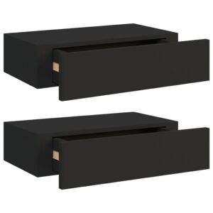 Sahtliga seinariiulid, 2 tk, must, MDF