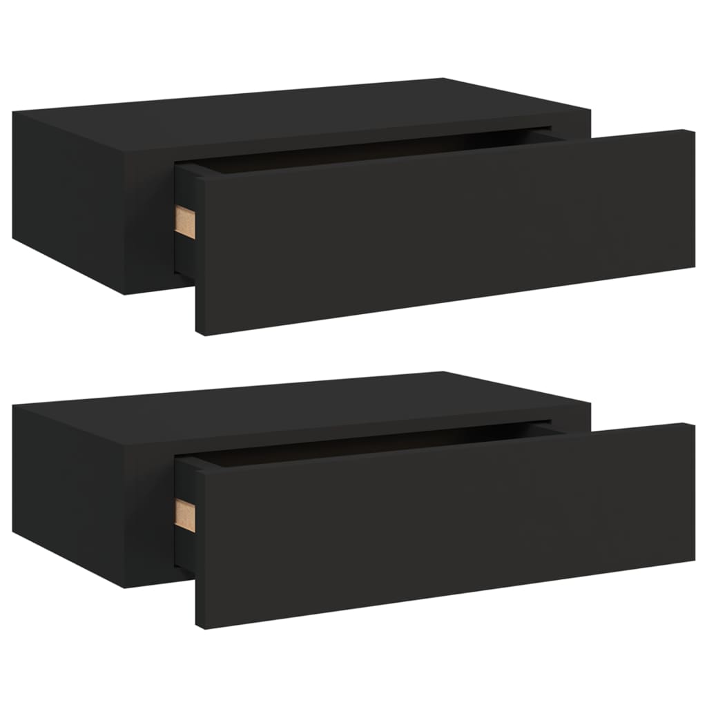 Sahtliga seinariiulid, 2 tk, must, MDF