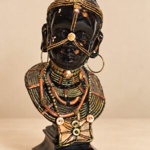 Vintage dekoratiivne Aafrika naise büst, rikkaliku ehtedekooriga, ca 18 cm
