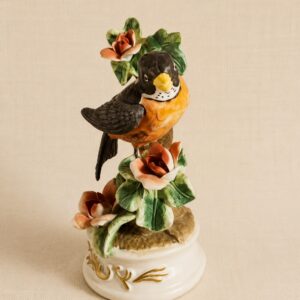 Vintage portselanist linnukuju lilledega – 17 cm