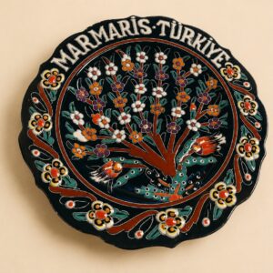 Türgi käsitsi kaunistatud keraamiline seinataldrik Marmaris – Kütahya, Ø 25 cm