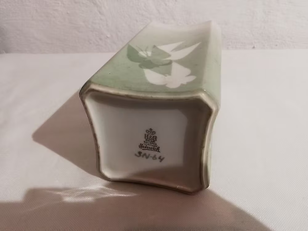 Heinrich & Co. H&C Selb Bavaria vintage portselanvaas, roheline taimemotiiv - Pilt 2