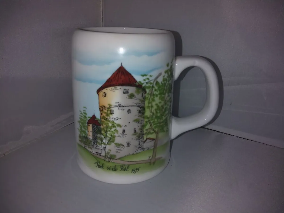 Vintage käsitsi maalitud keraamiline õllekann „Kiek in de Kök“, Tallinn, 13 cm - Pilt 2